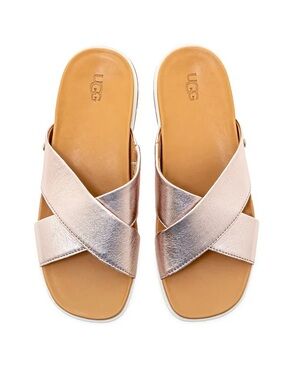 UGG Metallic Rose Cross-Strap Slide